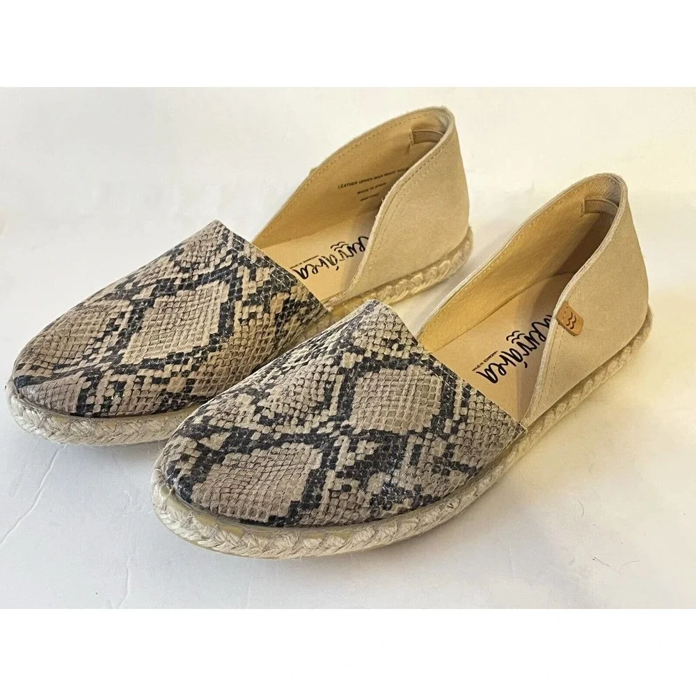 NEW! Mediterranea •Women 41/ 10• Snakeskin D’Orsay Espadrille Flats Spain